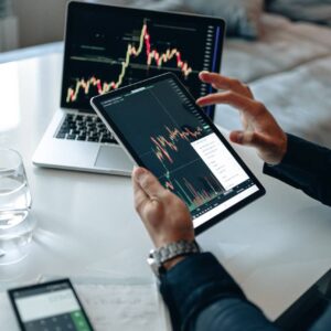 a man checking the stock market